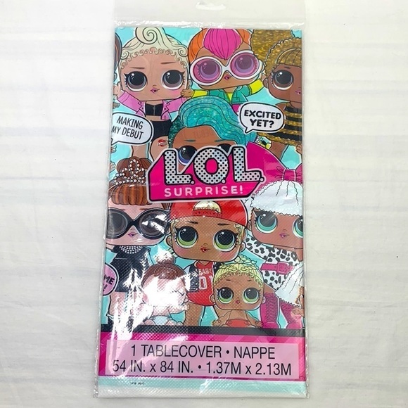 LOL Surprise! Party Tablecloth-Plastic, Multi, 54”x84”, NWT Imported UK - Picture 1 of 5